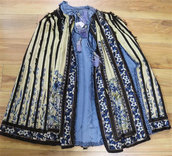 A Chinese pleated silk cape, converted from a skirt